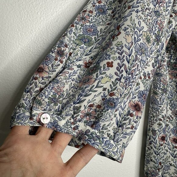 Rose & Olive Blouse Size 1X Floral Print Pintuck Cottagecore Boho V Neck - Picture 3 of 11